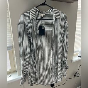 Black and white oversized button down
